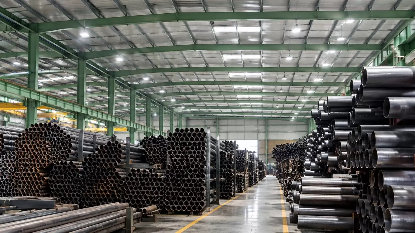 GI pipe stock in warehouse at Jindal Supreme