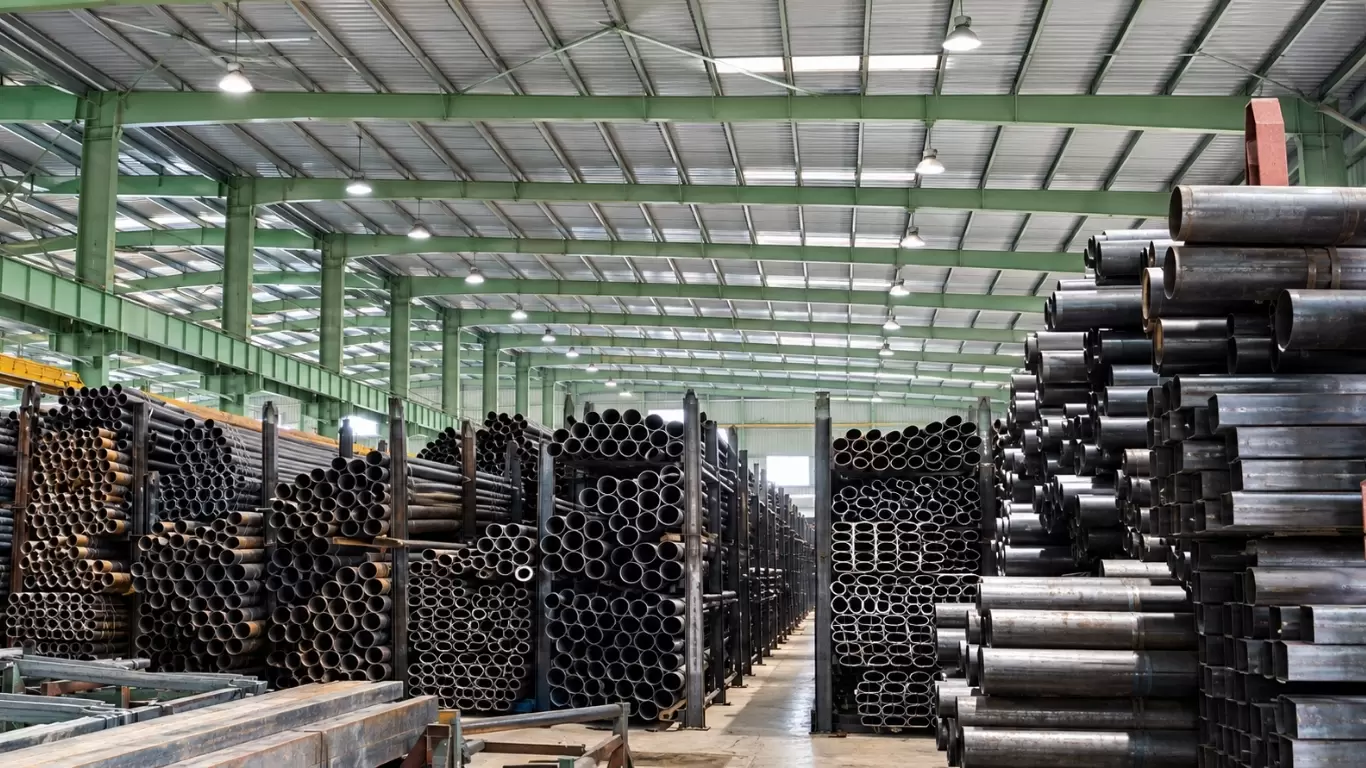 MS pipe range in round, square and rectangular sections at Jindal Supreme warehouse